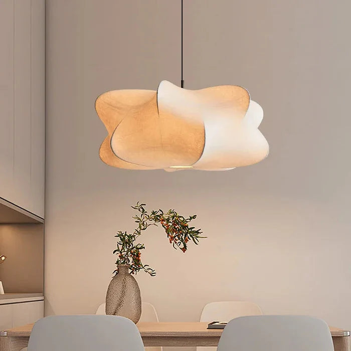 Lampe Suspendue Japonaise en Soie Wabi Sabi