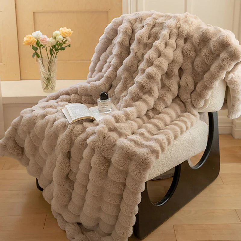 Couverture en fausse fourrure de lapin