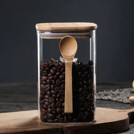 Boîtes de rangement en bambou et verre