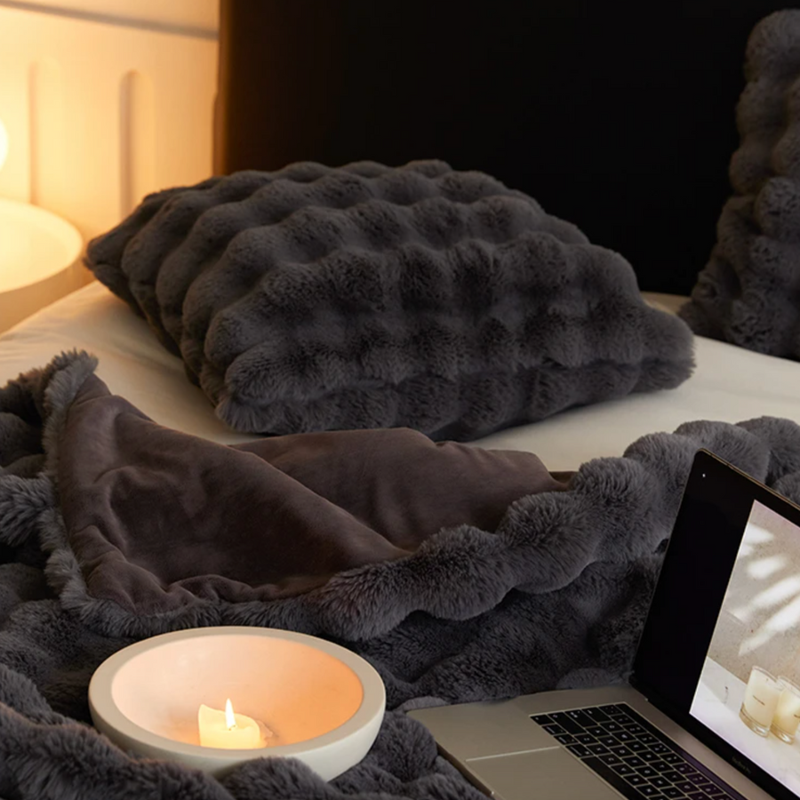 Couverture en fausse fourrure de lapin