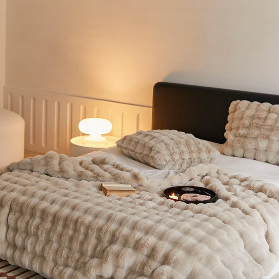 Housse d'oreiller en fausse fourrure de lapin