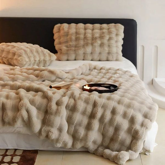Couverture en fausse fourrure de lapin