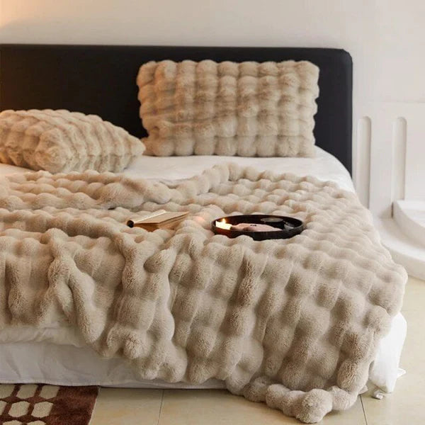 Housse d'oreiller en fausse fourrure de lapin