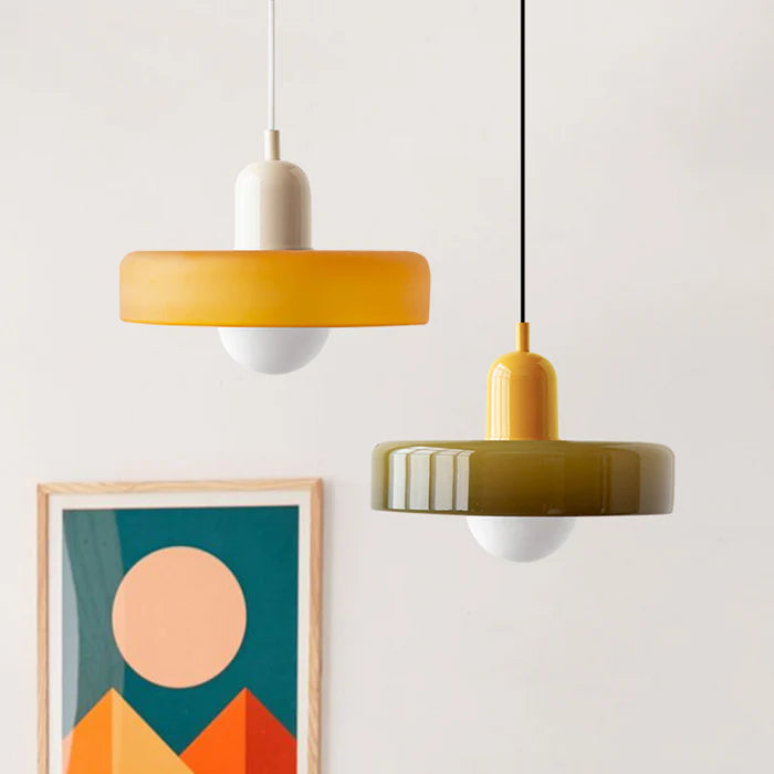 Lampe Suspendue Bauhaus en Verre Coloré – Suspension Design Moderne pour Intérieur Élégant