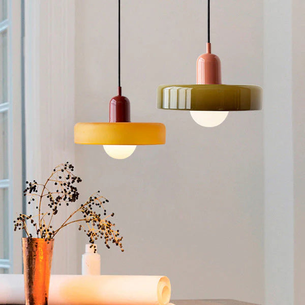 Lampe Suspendue Bauhaus en Verre Coloré – Suspension Design Moderne pour Intérieur Élégant