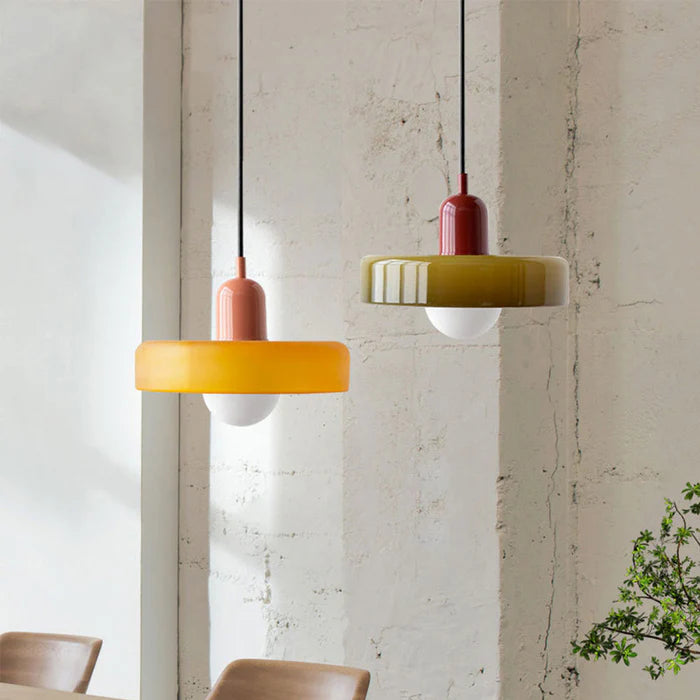 Lampe Suspendue Bauhaus en Verre Coloré – Suspension Design Moderne pour Intérieur Élégant