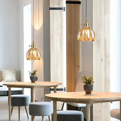 Suspension Japonaise Rétro en Verre à Fleurs | Éclairage Élégant et Traditionnel