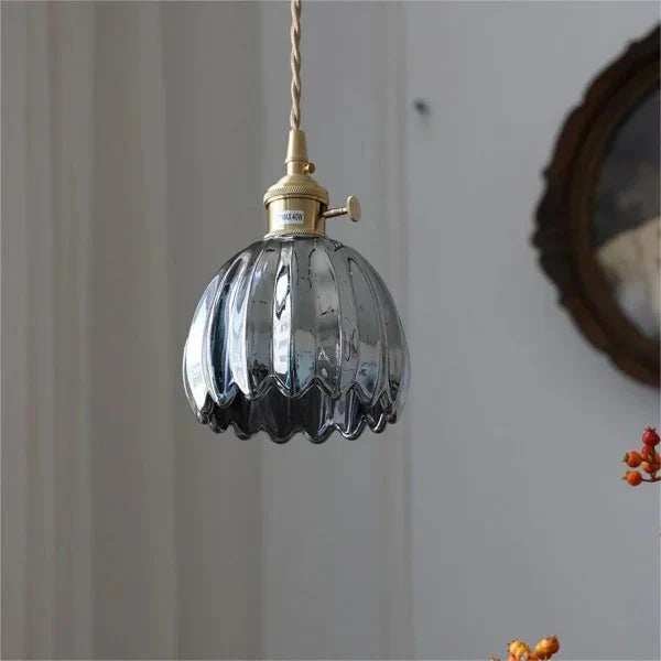 Suspension Japonaise Rétro en Verre à Fleurs | Éclairage Élégant et Traditionnel