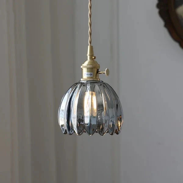 Suspension Japonaise Rétro en Verre à Fleurs | Éclairage Élégant et Traditionnel