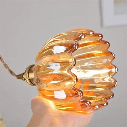 Suspension Japonaise Rétro en Verre à Fleurs | Éclairage Élégant et Traditionnel