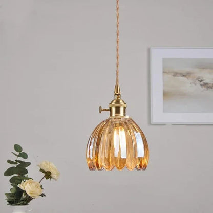Suspension Japonaise Rétro en Verre à Fleurs | Éclairage Élégant et Traditionnel