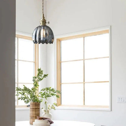 Suspension Japonaise Rétro en Verre à Fleurs | Éclairage Élégant et Traditionnel