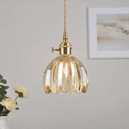 Suspension Japonaise Rétro en Verre à Fleurs | Éclairage Élégant et Traditionnel