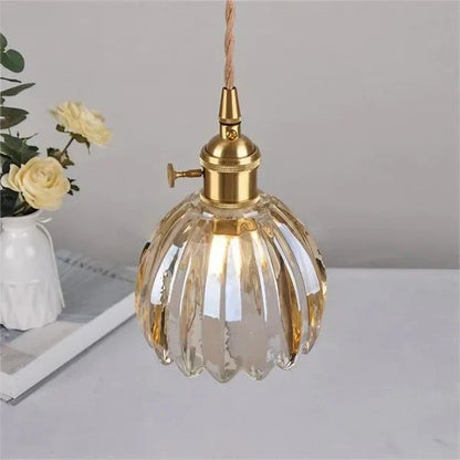 Suspension Japonaise Rétro en Verre à Fleurs | Éclairage Élégant et Traditionnel