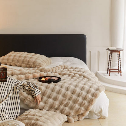 Couverture en fausse fourrure de lapin